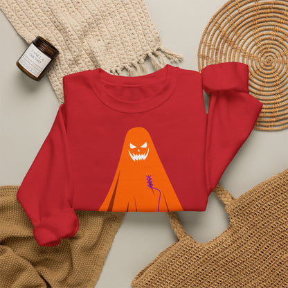 Halloween Ghost Costume Sweatshirt — Cute Spooky Ghost Holding Lollipop Crewneck