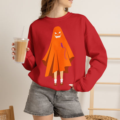 Halloween Ghost Costume Sweatshirt — Cute Spooky Ghost Holding Lollipop Crewneck