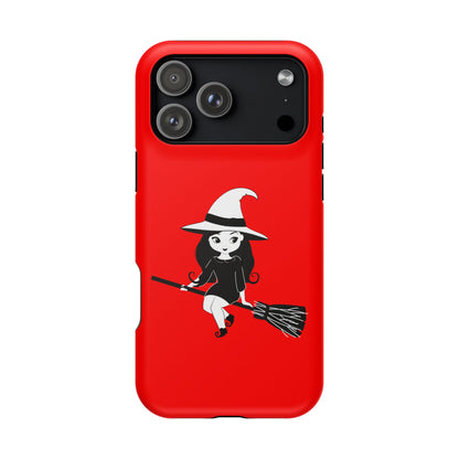 Witch on Broom Red Magnetic Impact Phone Case