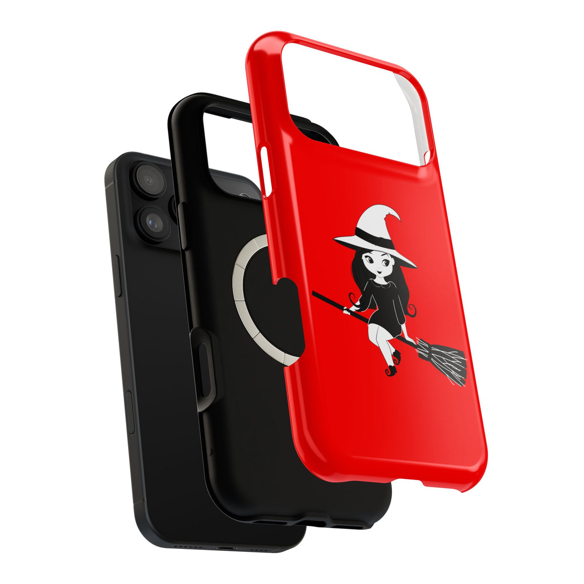 Witch on Broom Red Magnetic Impact Phone Case