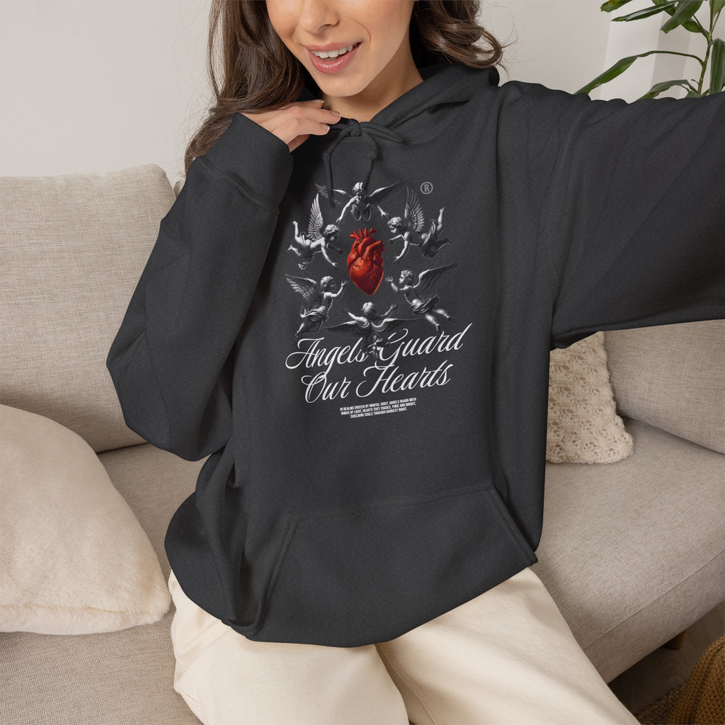 Anatomical Heart Hoodie – "Angels Guard Our Hearts" Graphic Sweatshirt