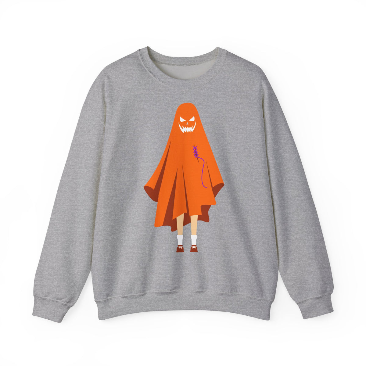 Halloween Ghost Costume Sweatshirt — Cute Spooky Ghost Holding Lollipop Crewneck