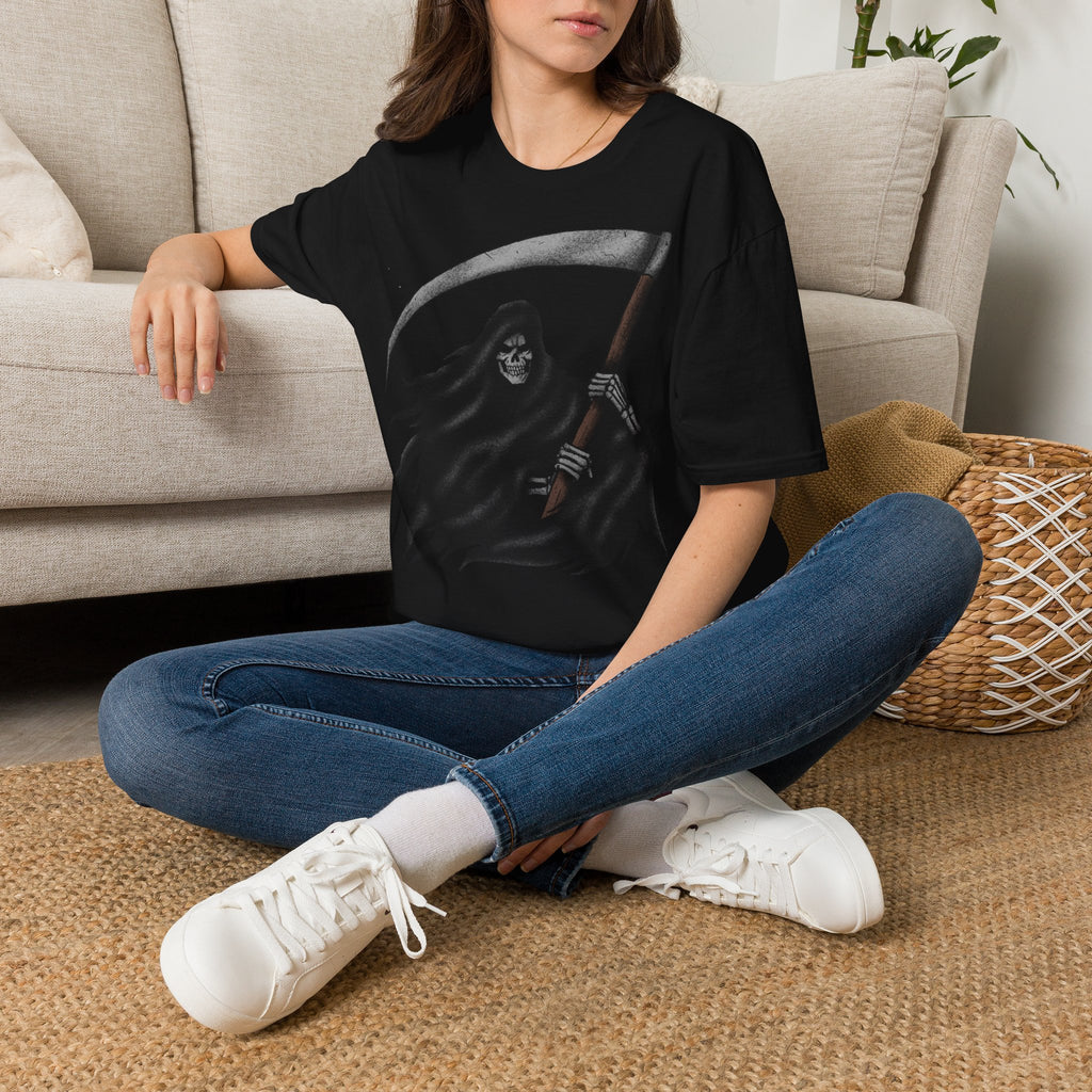 Grim Reaper Scythe T-Shirt — Dark Gothic Skull Tee  Halloween