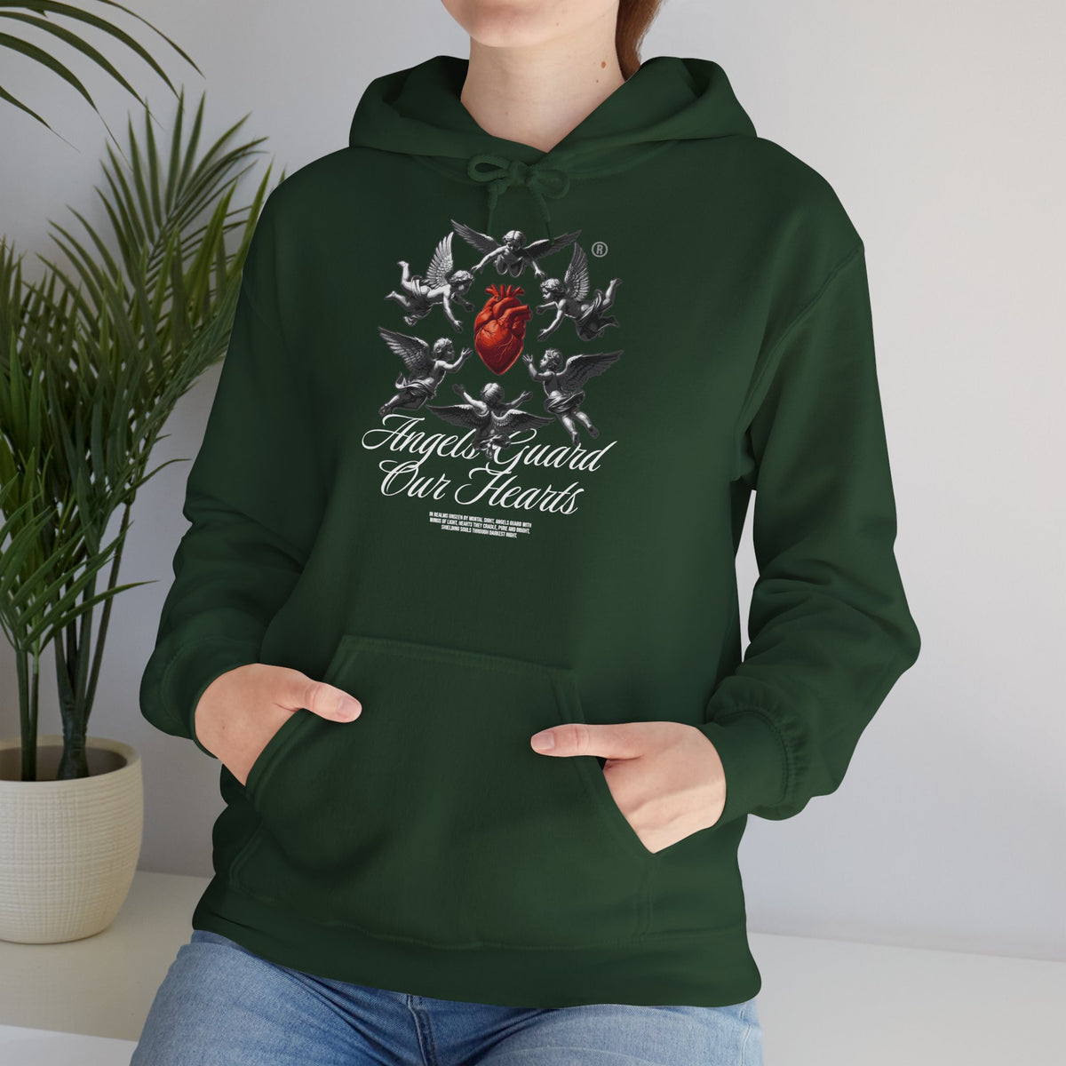 Anatomical Heart Hoodie – "Angels Guard Our Hearts" Graphic Sweatshirt