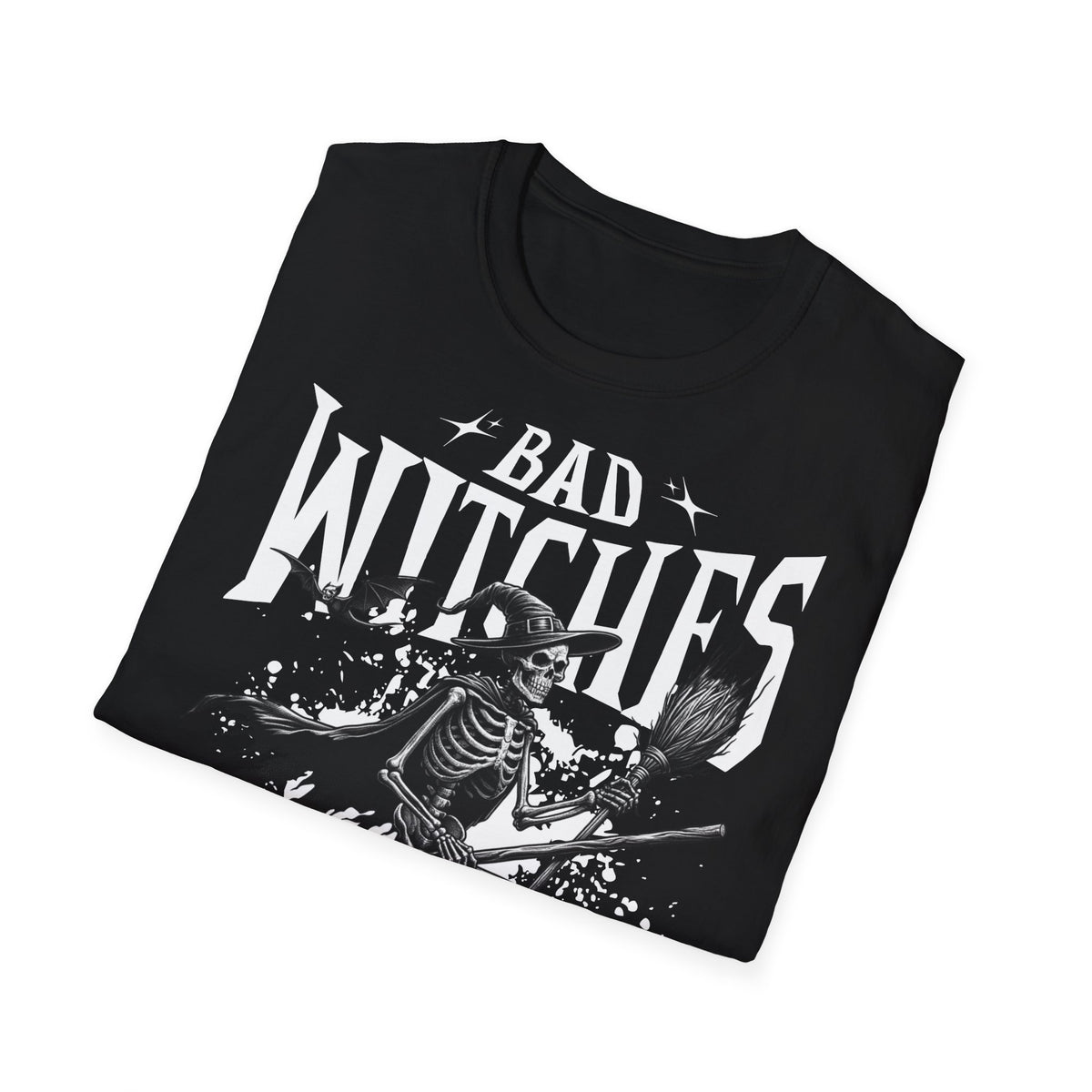 Bad Witches Skeleton T-Shirt — Halloween Witch Pumpkin Graphic Tee