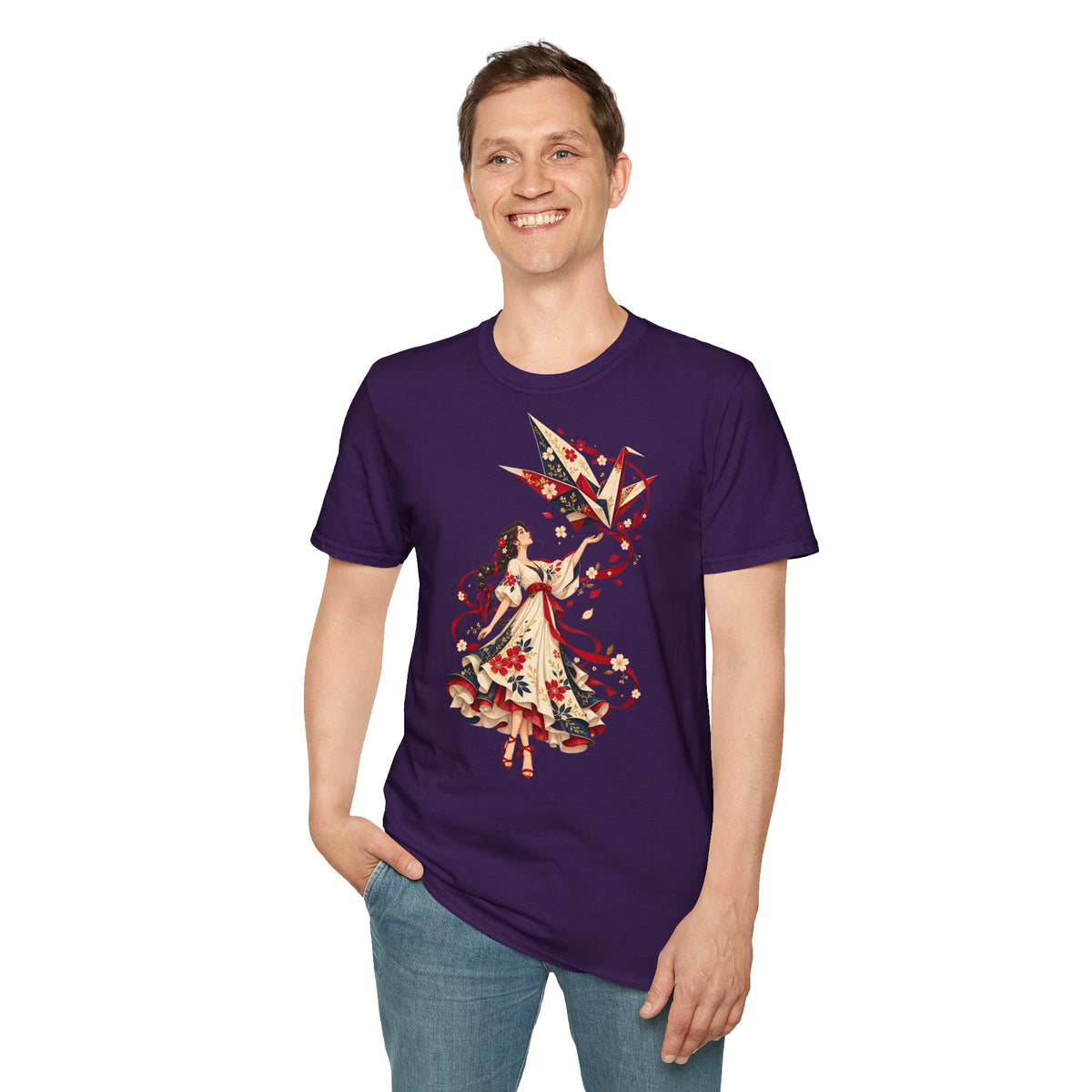 Floral Umbrella Girl T-Shirt — Whimsical Vintage Illustration Tee