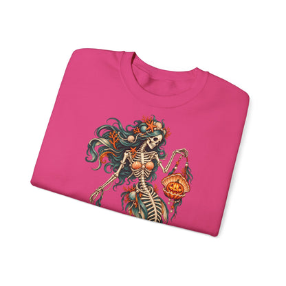 Skeleton Mermaid Crewneck Sweatshirt — Gothic Halloween Mermaid Pullover