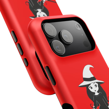 Witch on Broom Red Magnetic Impact Phone Case