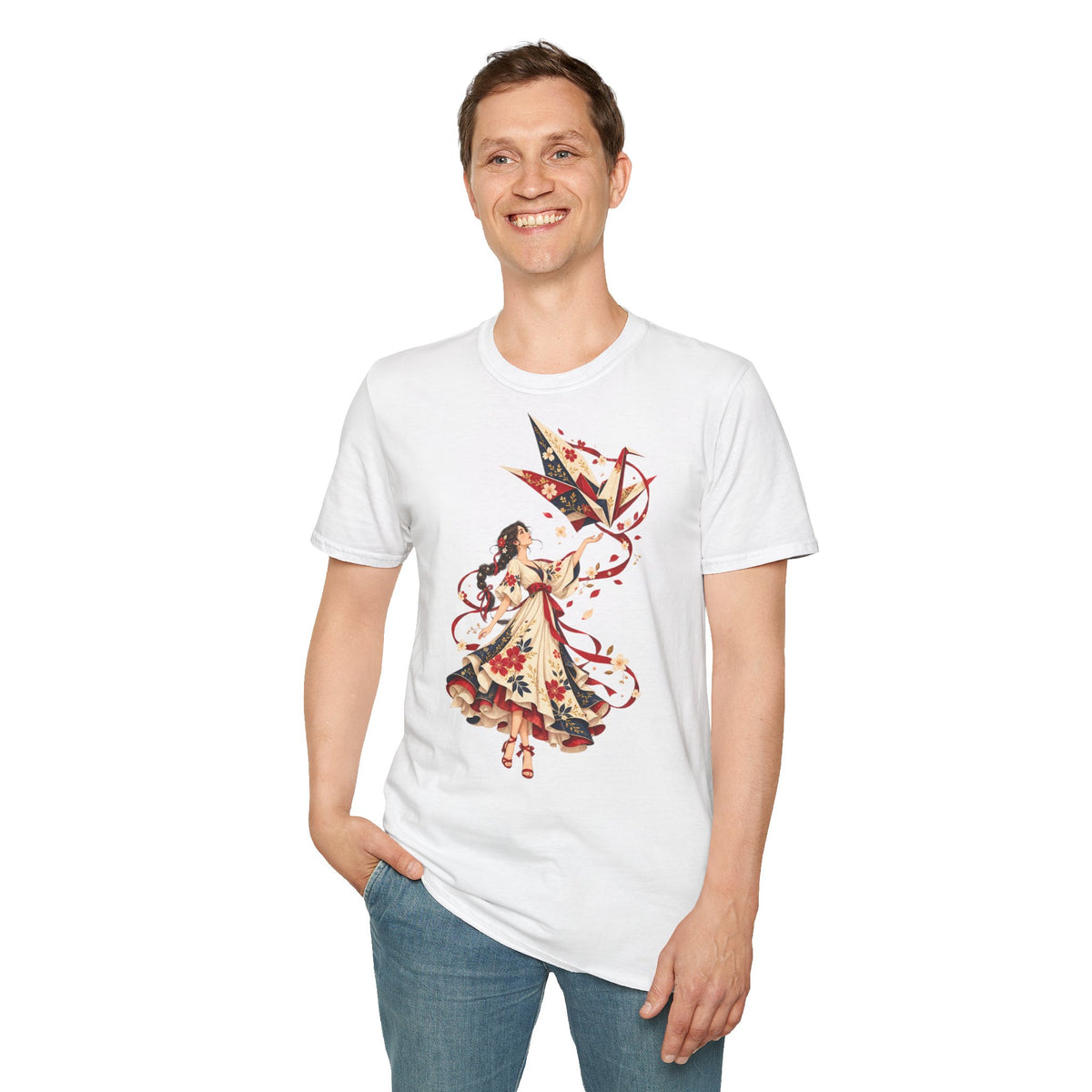 Floral Umbrella Girl T-Shirt — Whimsical Vintage Illustration Tee