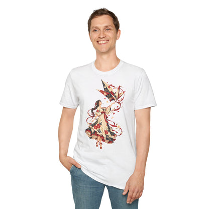 Floral Umbrella Girl T-Shirt — Whimsical Vintage Illustration Tee