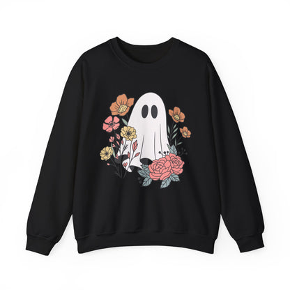 Cute Floral Ghost Sweatshirt – Halloween Crewneck Pullover
