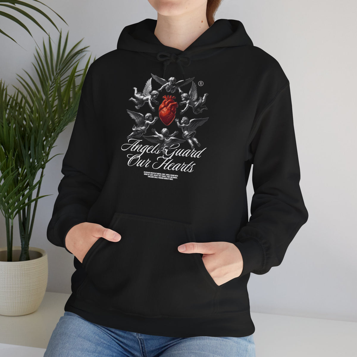 Anatomical Heart Hoodie – "Angels Guard Our Hearts" Graphic Sweatshirt