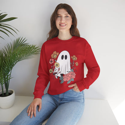 Cute Floral Ghost Sweatshirt – Halloween Crewneck Pullover