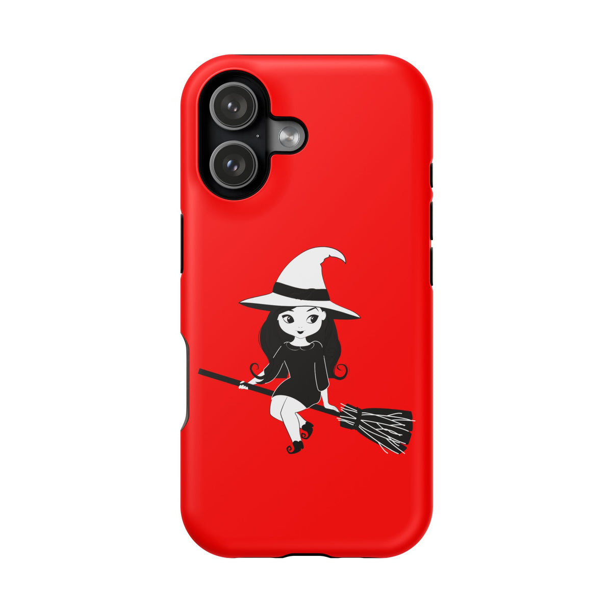 Witch on Broom Red Magnetic Impact Phone Case