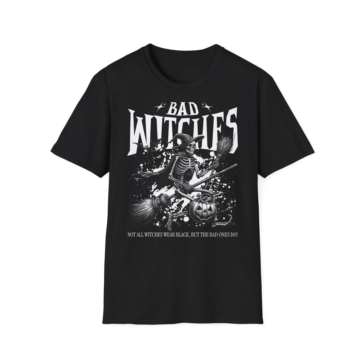 Bad Witches Skeleton T-Shirt — Halloween Witch Pumpkin Graphic Tee