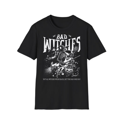 Bad Witches Skeleton T-Shirt — Halloween Witch Pumpkin Graphic Tee