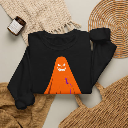 Halloween Ghost Costume Sweatshirt — Cute Spooky Ghost Holding Lollipop Crewneck