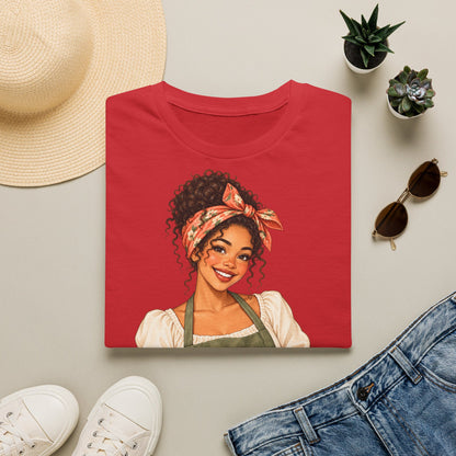 T-Shirt — Baker Girl Holding Fresh Buns Vintage Illustration