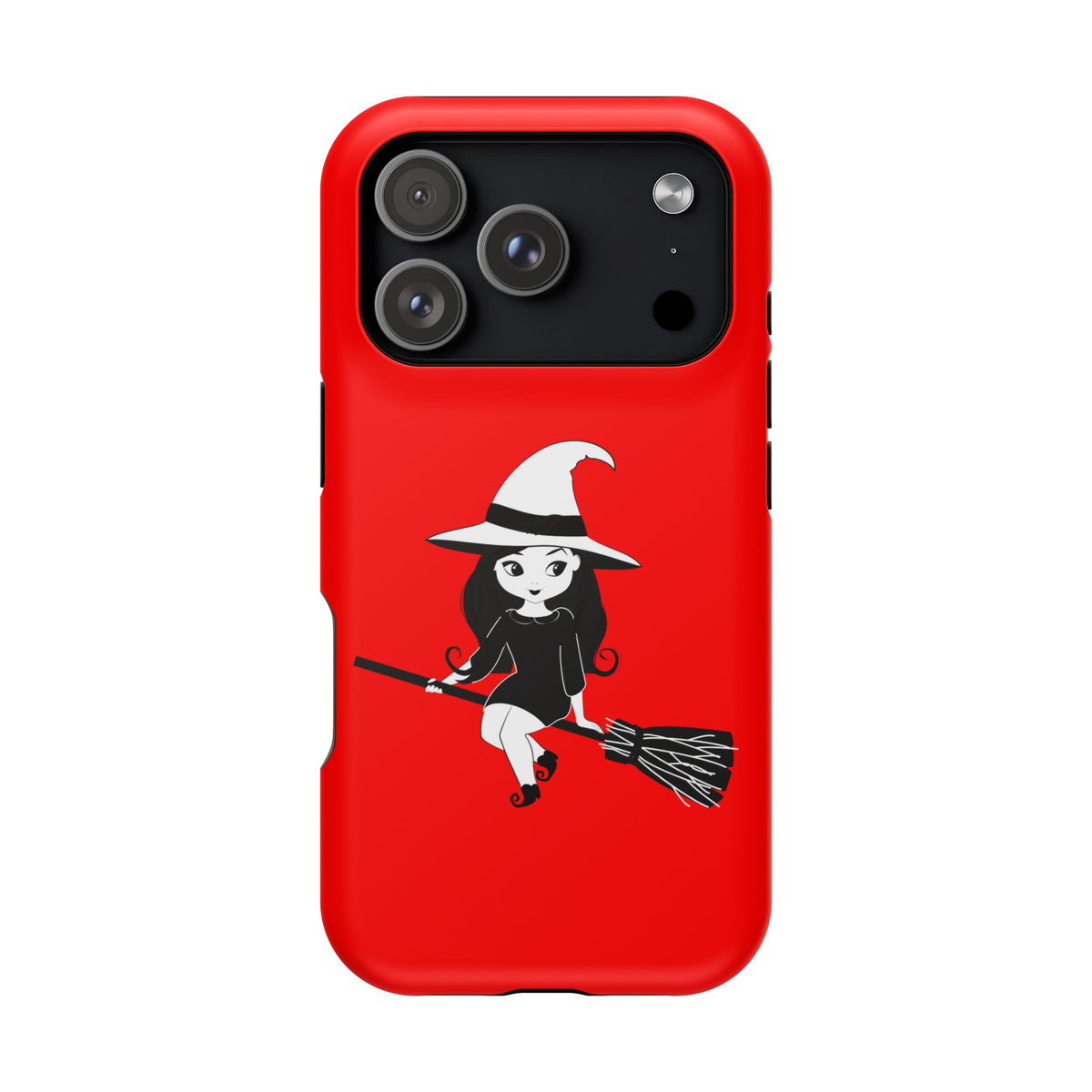 Witch on Broom Red Magnetic Impact Phone Case