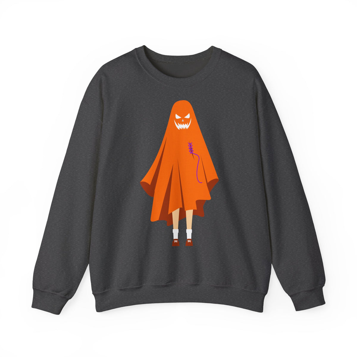 Halloween Ghost Costume Sweatshirt — Cute Spooky Ghost Holding Lollipop Crewneck