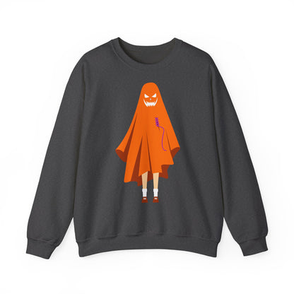 Halloween Ghost Costume Sweatshirt — Cute Spooky Ghost Holding Lollipop Crewneck
