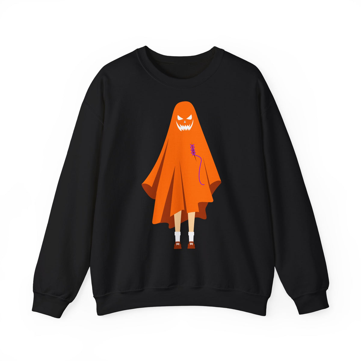 Halloween Ghost Costume Sweatshirt — Cute Spooky Ghost Holding Lollipop Crewneck