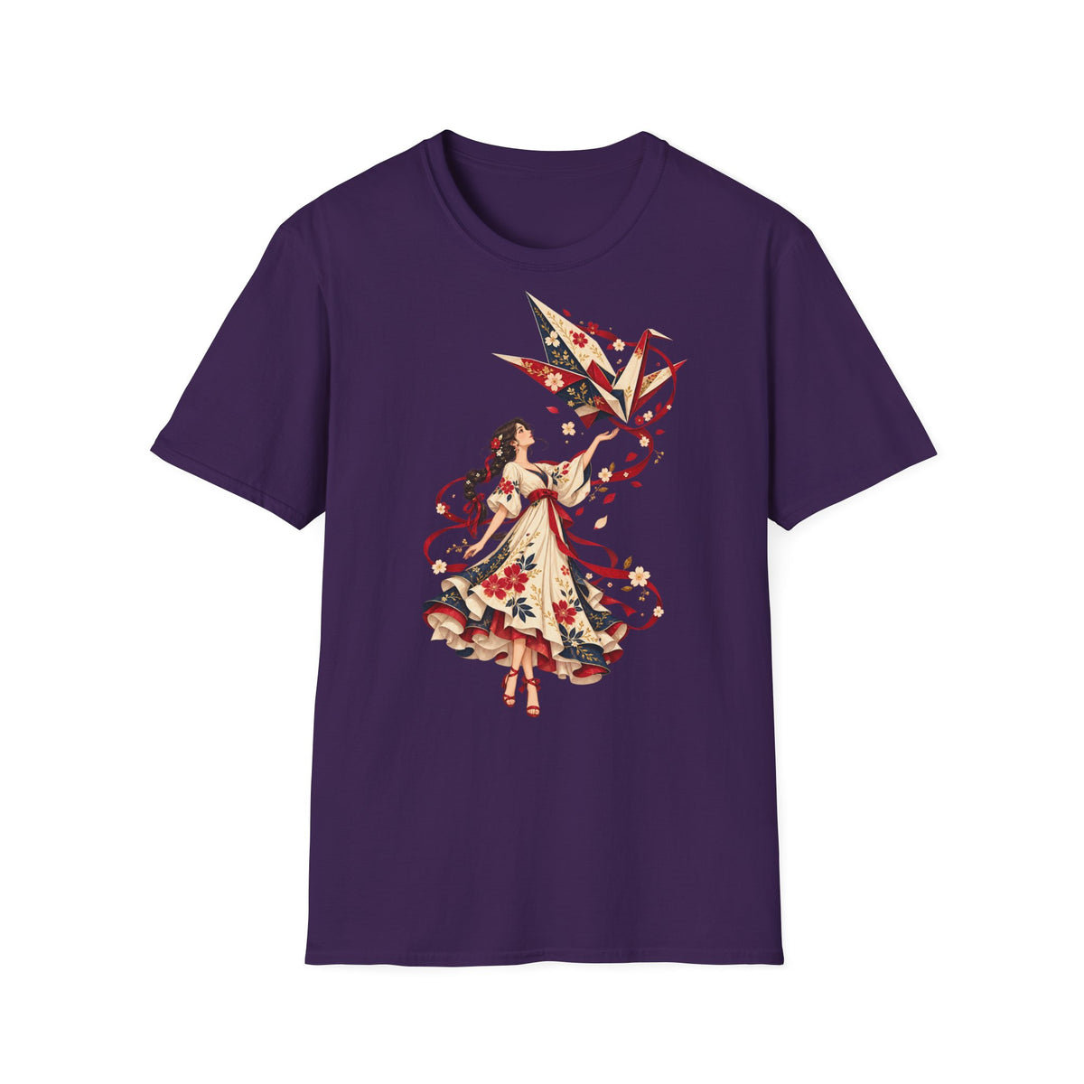 Floral Umbrella Girl T-Shirt — Whimsical Vintage Illustration Tee