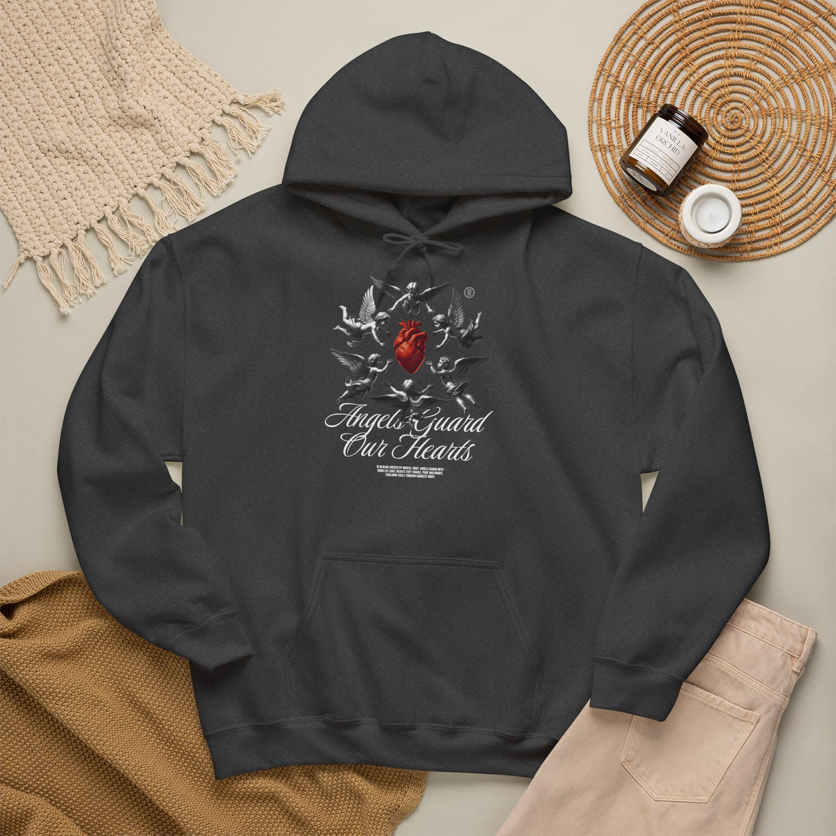 Anatomical Heart Hoodie – "Angels Guard Our Hearts" Graphic Sweatshirt