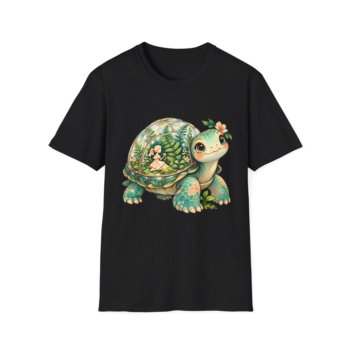 Turtle Garden Tee — Cute Floral Baby Turtle Illustration T-Shirt