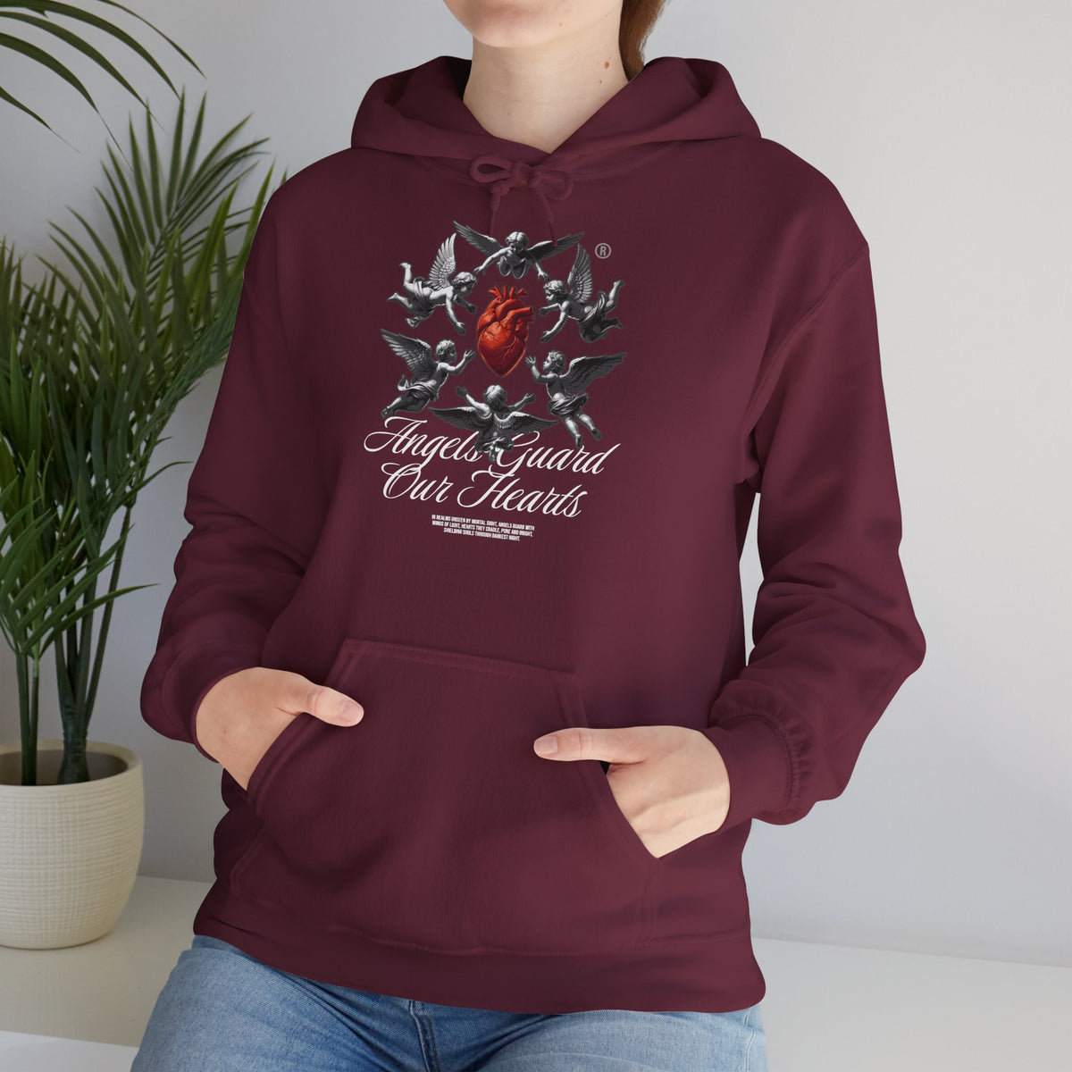 Anatomical Heart Hoodie – "Angels Guard Our Hearts" Graphic Sweatshirt
