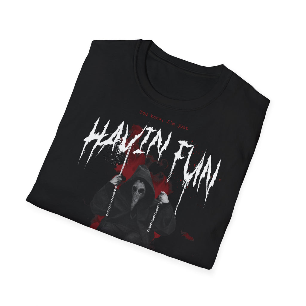 Havin' Fun Horror Grim Reaper T-Shirt — Gothic Skull & Roses Dark Tee