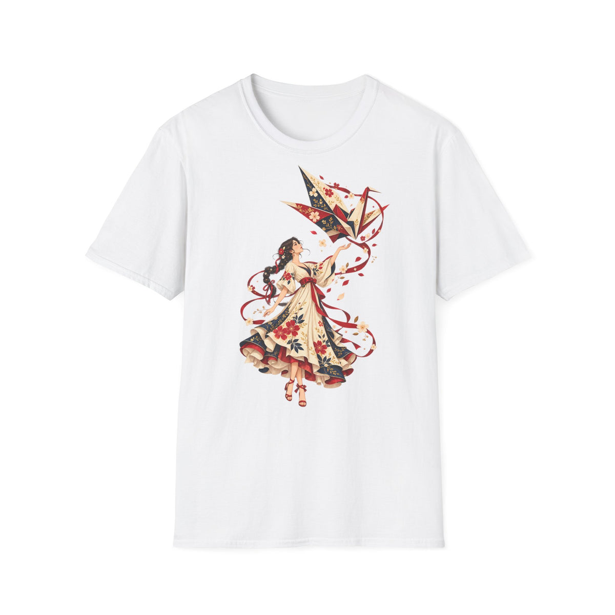 Floral Umbrella Girl T-Shirt — Whimsical Vintage Illustration Tee