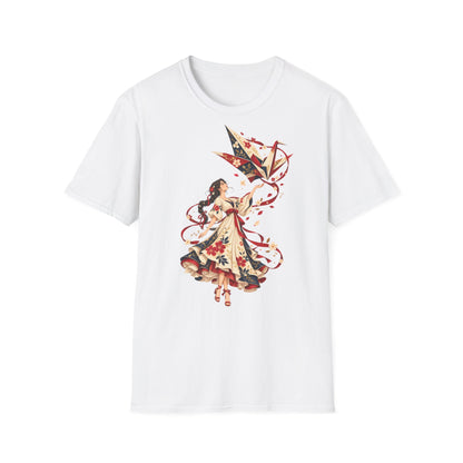 Floral Umbrella Girl T-Shirt — Whimsical Vintage Illustration Tee