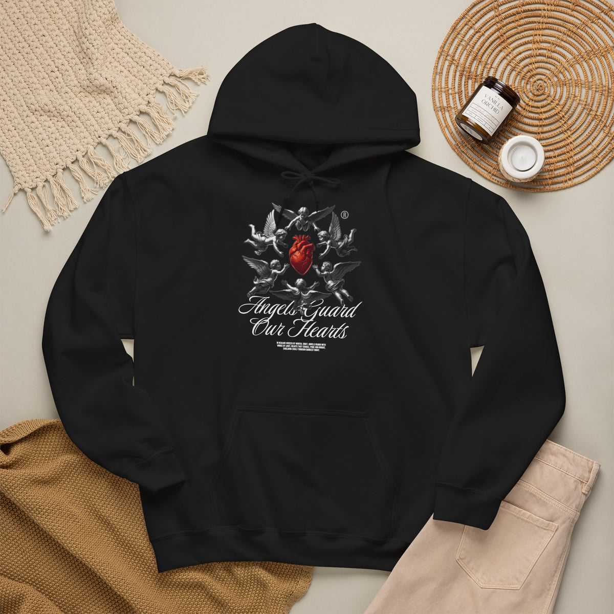 Anatomical Heart Hoodie – "Angels Guard Our Hearts" Graphic Sweatshirt