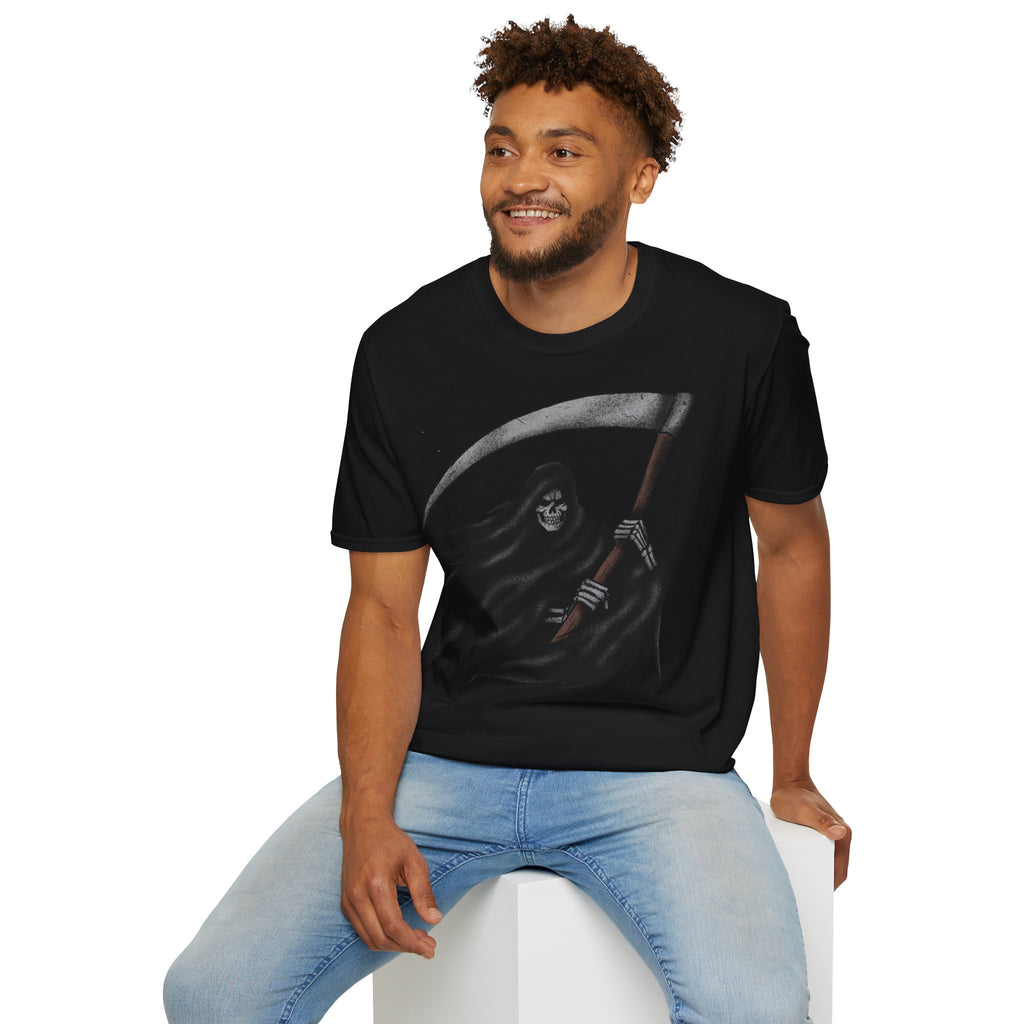 Grim Reaper Scythe T-Shirt — Dark Gothic Skull Tee  Halloween