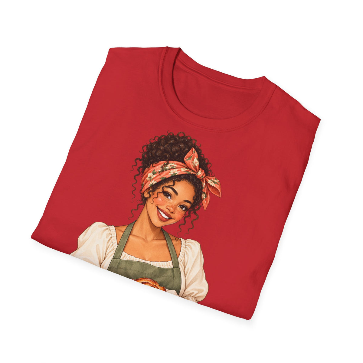 T-Shirt — Baker Girl Holding Fresh Buns Vintage Illustration