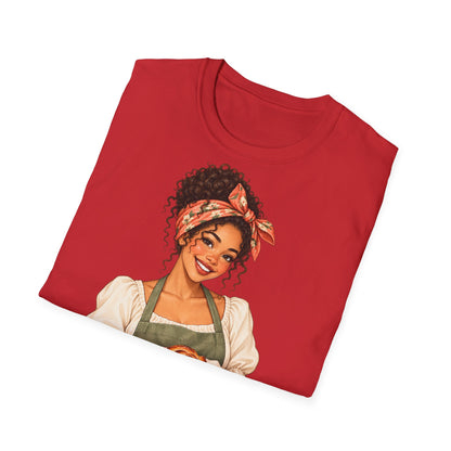 T-Shirt — Baker Girl Holding Fresh Buns Vintage Illustration