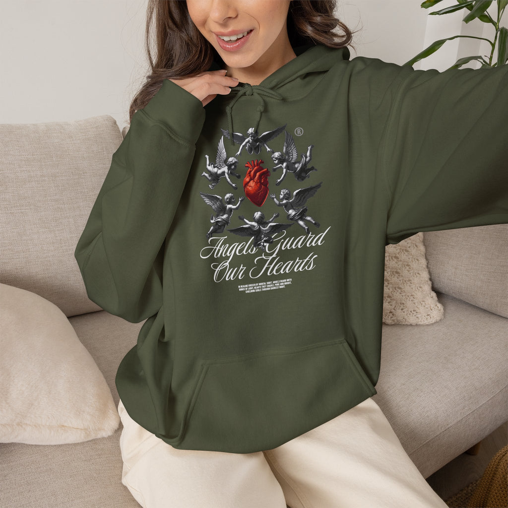Anatomical Heart Hoodie – "Angels Guard Our Hearts" Graphic Sweatshirt