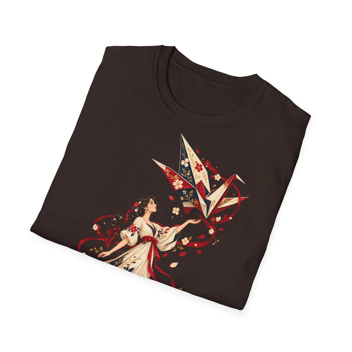 Floral Umbrella Girl T-Shirt — Whimsical Vintage Illustration Tee
