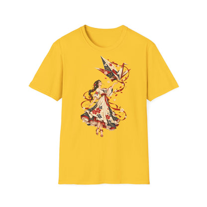 Floral Umbrella Girl T-Shirt — Whimsical Vintage Illustration Tee