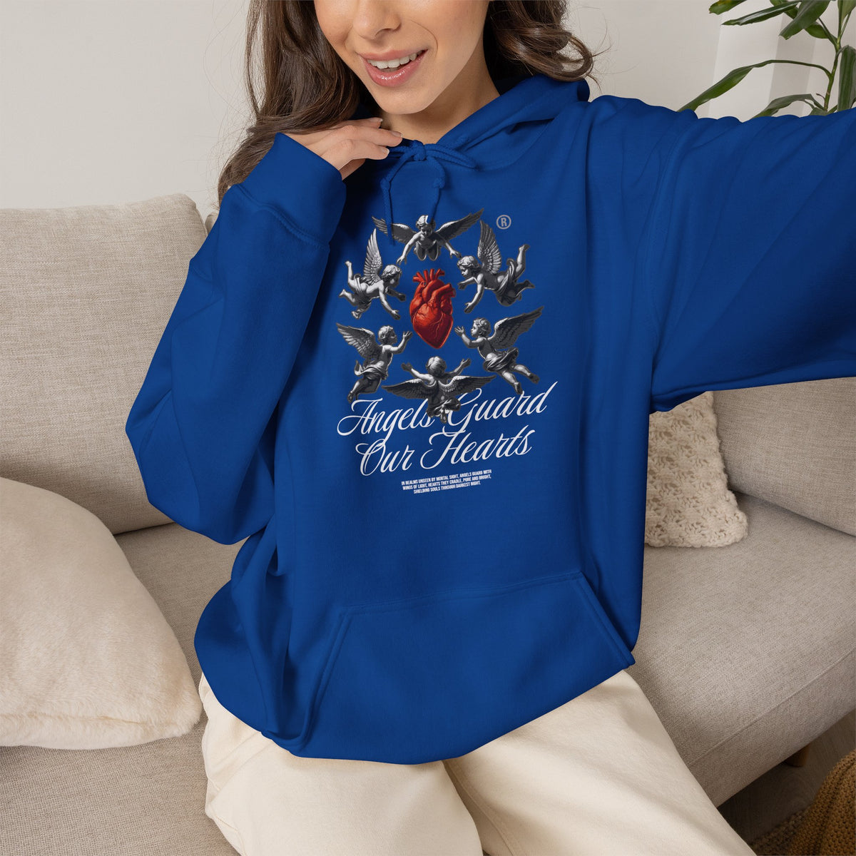 Anatomical Heart Hoodie – "Angels Guard Our Hearts" Graphic Sweatshirt