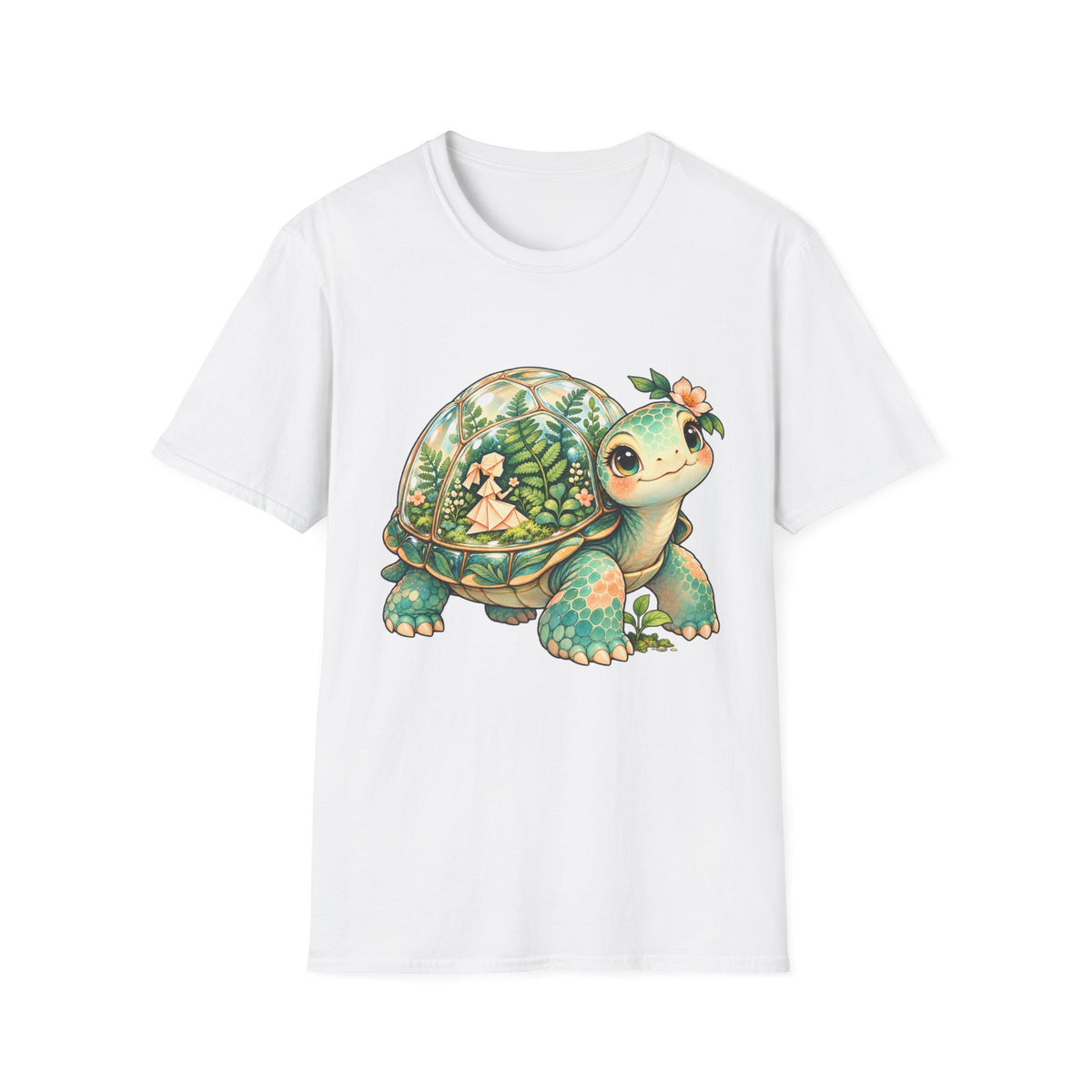 Turtle Garden Tee — Cute Floral Baby Turtle Illustration T-Shirt
