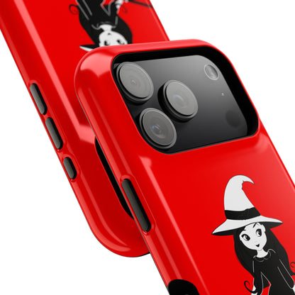 Witch on Broom Red Magnetic Impact Phone Case