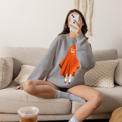 Halloween Ghost Costume Sweatshirt — Cute Spooky Ghost Holding Lollipop Crewneck