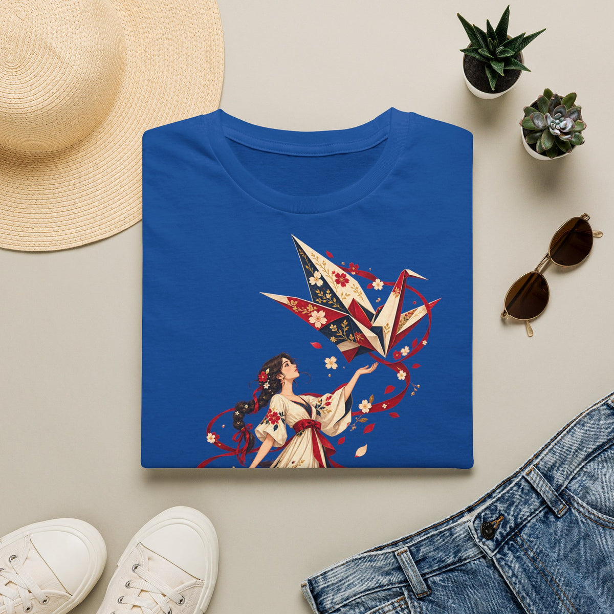 Floral Umbrella Girl T-Shirt — Whimsical Vintage Illustration Tee
