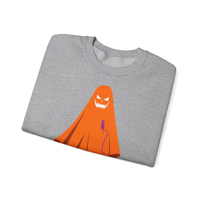 Halloween Ghost Costume Sweatshirt — Cute Spooky Ghost Holding Lollipop Crewneck