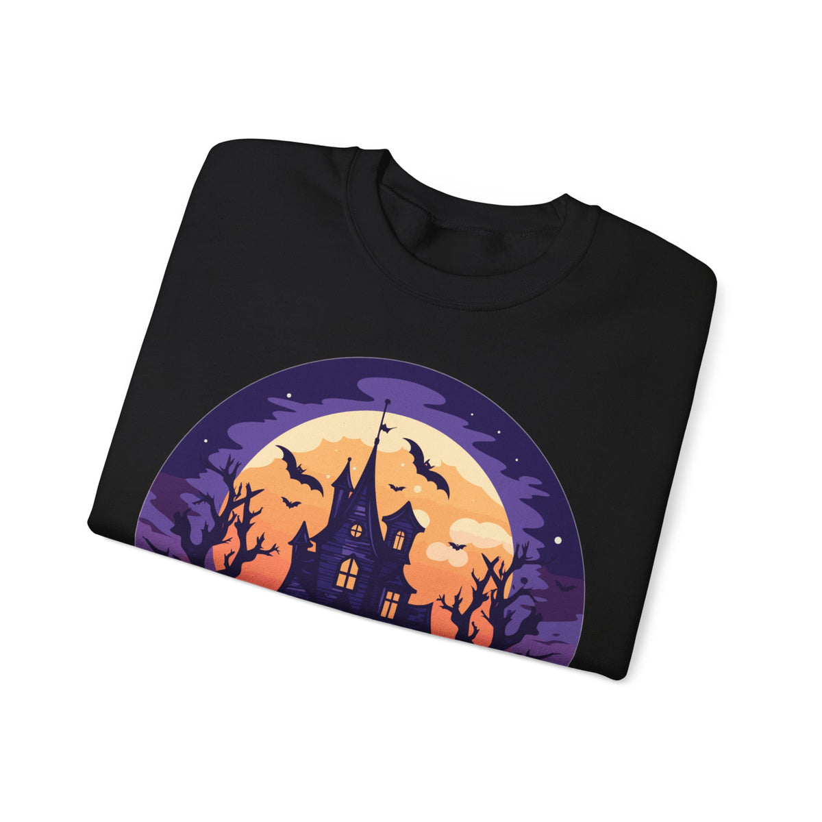 Halloween Haunted House Sweatshirt — Spooky Moonlit Castle Crewneck
