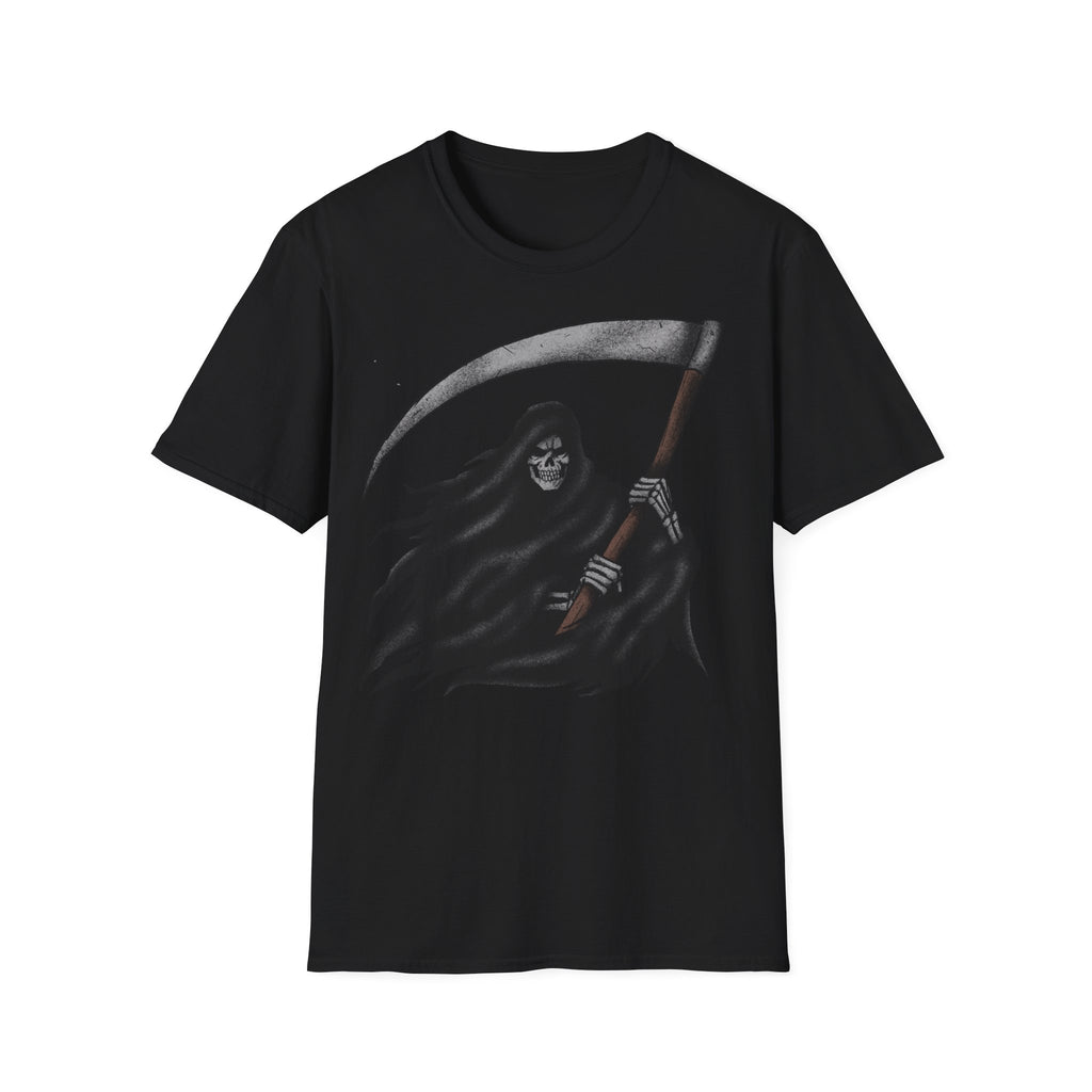 Grim Reaper Scythe T-Shirt — Dark Gothic Skull Tee  Halloween