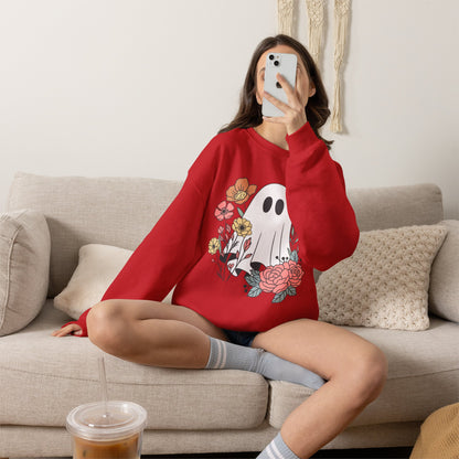 Cute Floral Ghost Sweatshirt – Halloween Crewneck Pullover