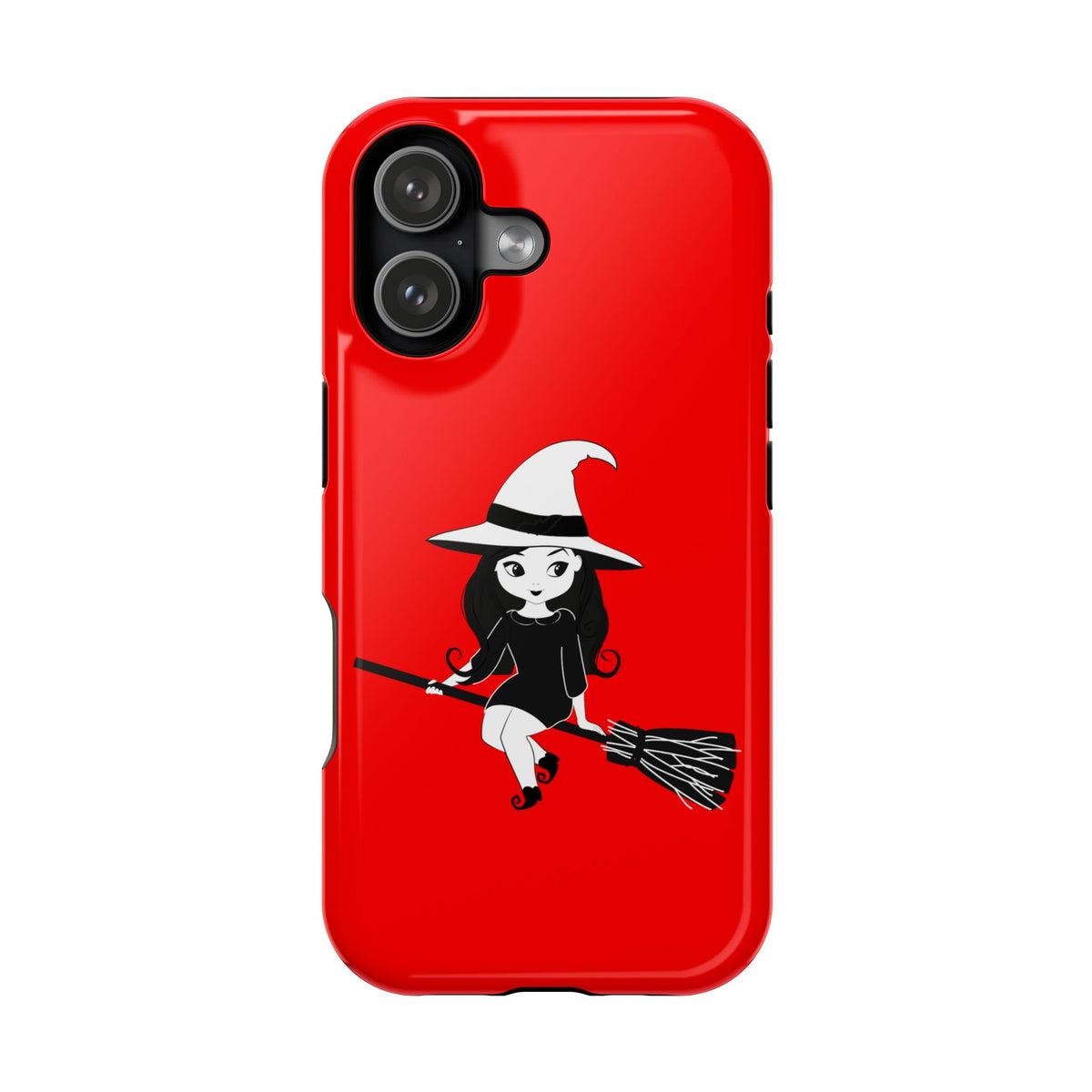Witch on Broom Red Magnetic Impact Phone Case